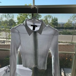 Forever 21 front zip girls sweater Large